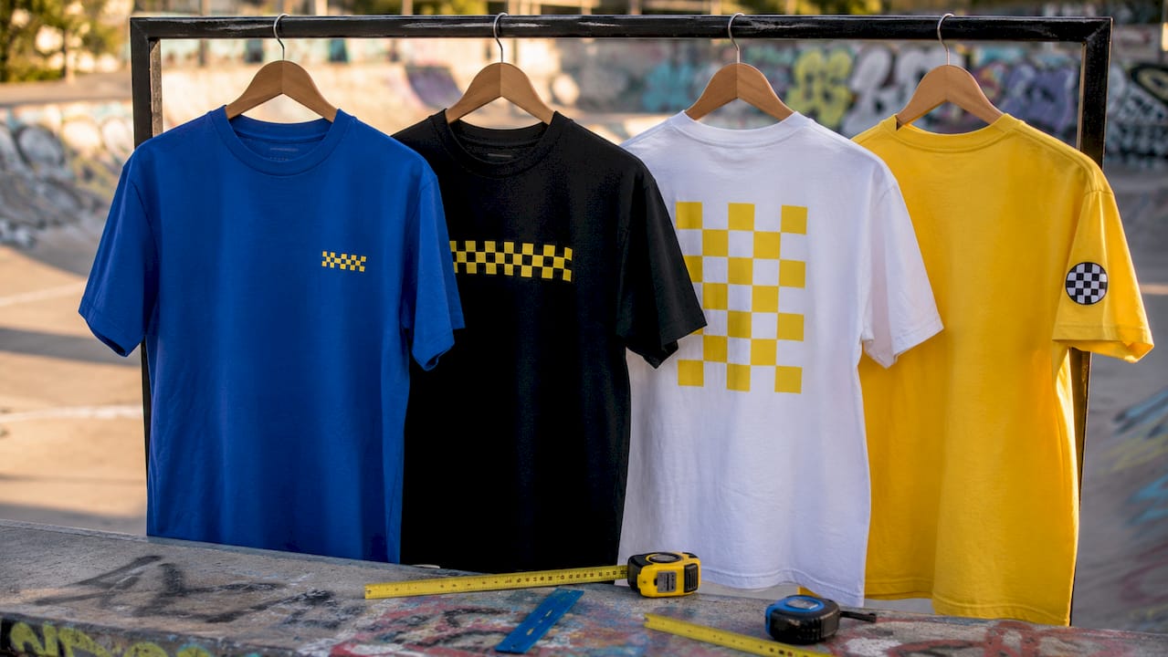 T-shirts with various logo placement zones visible