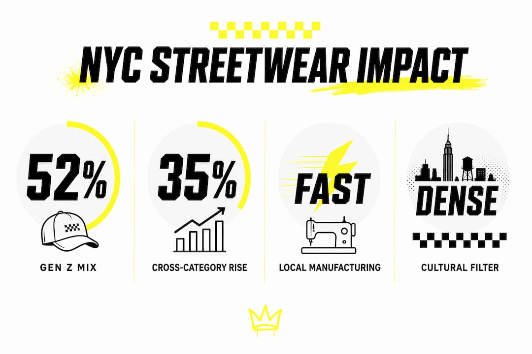 Infographic showing NYC streetwear trend impact statistics