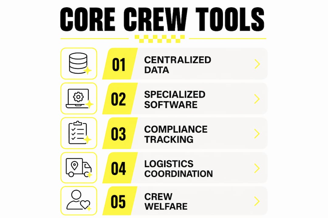 Infographic illustrating core crew management tools