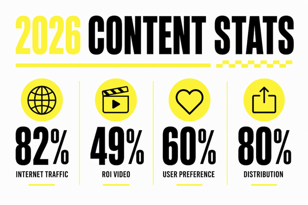 Infographic showing content format engagement statistics for 2026