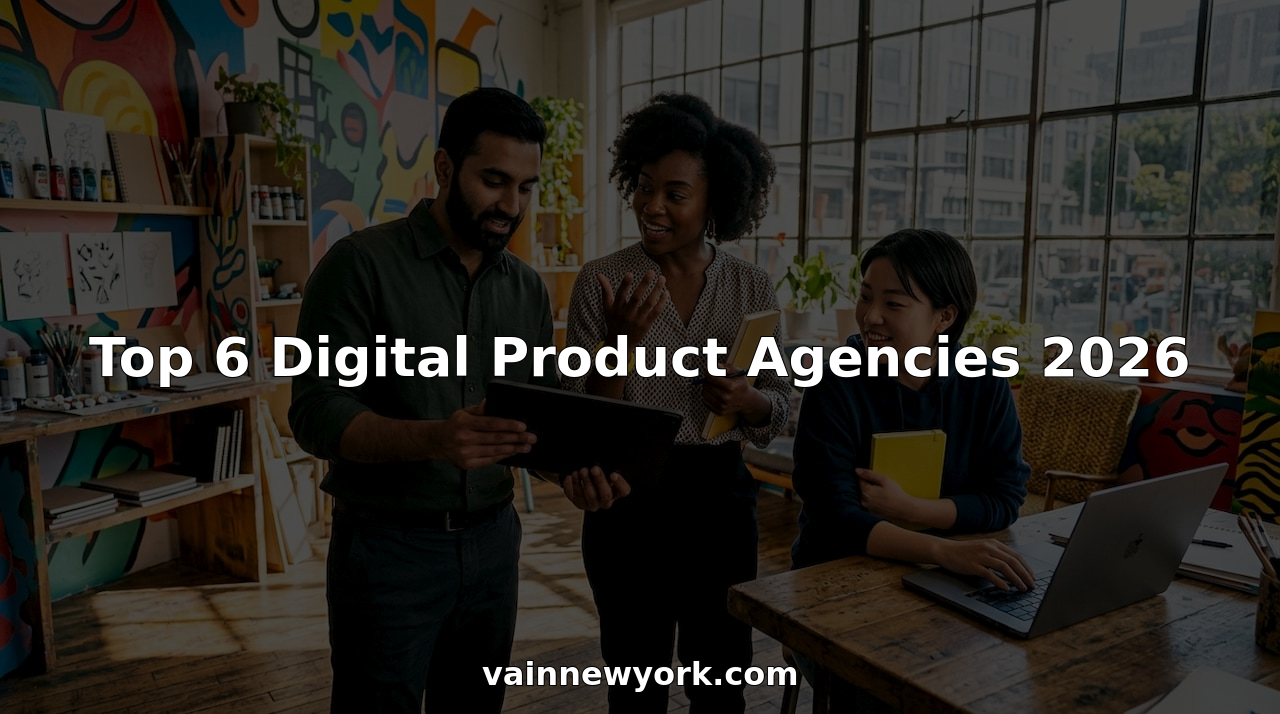 Team collaborating in digital product agency office