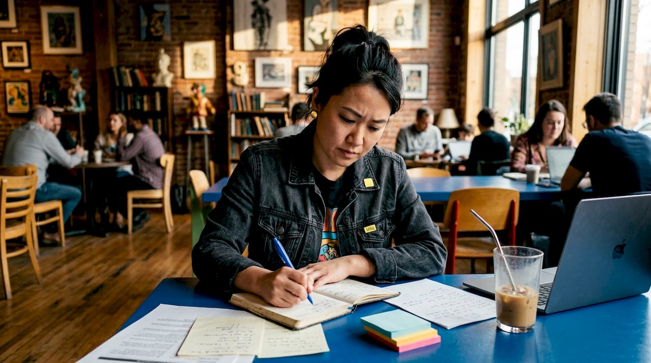Woman reviewing content strategy documents