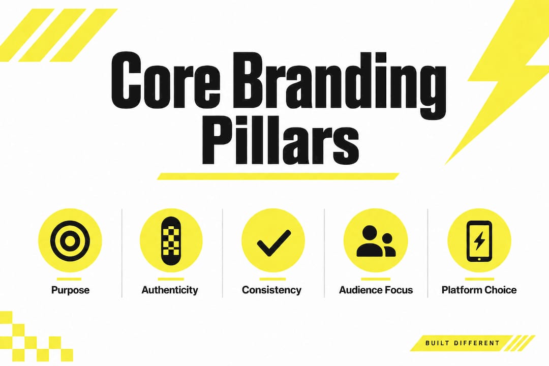 Infographic illustrating five core pillars of personal branding