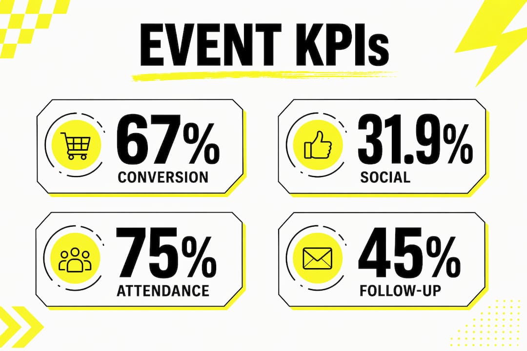 Infographic showing event marketing KPIs and benchmarks