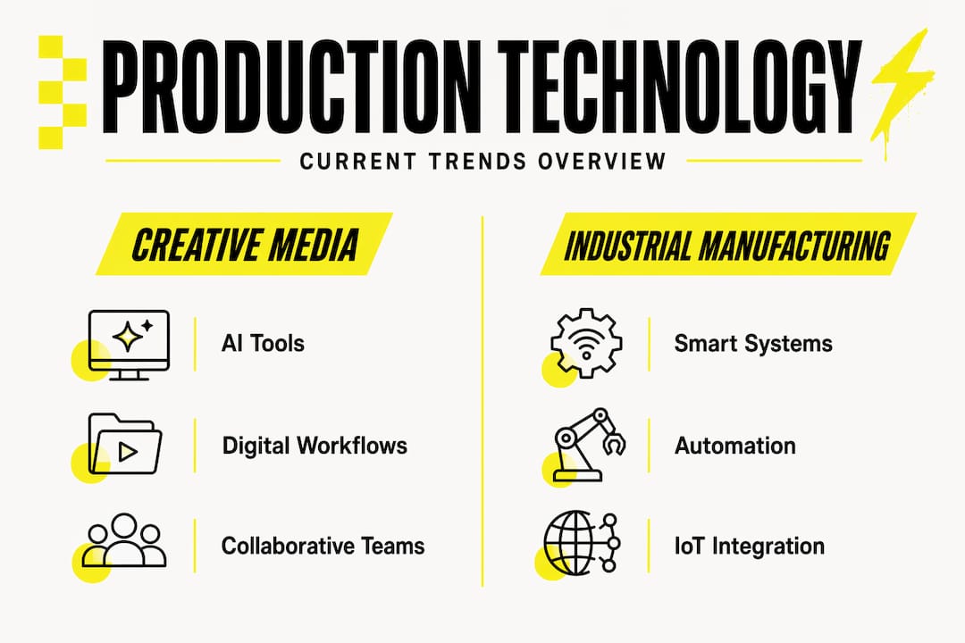 Infographic comparing creative media and industrial production trends