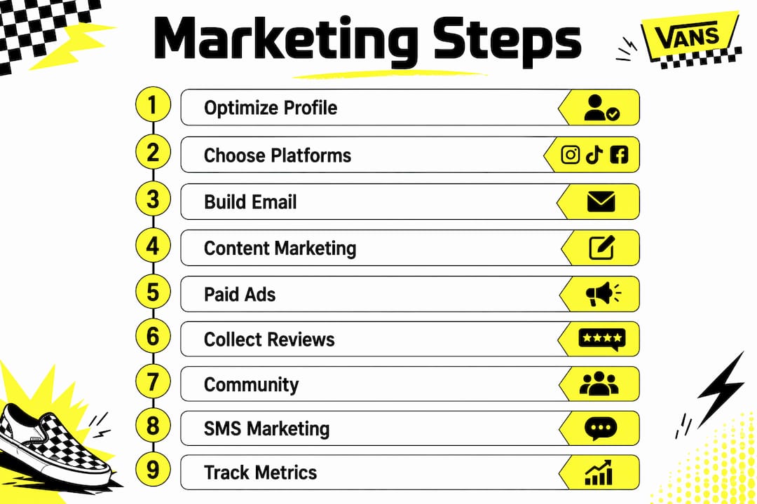 Infographic illustrating marketing strategy steps