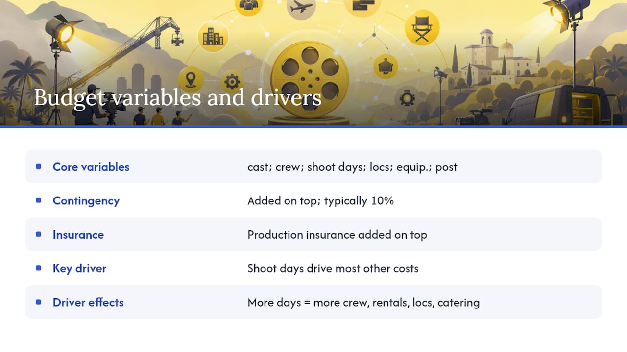Diagram showing film budget variables and production timelines