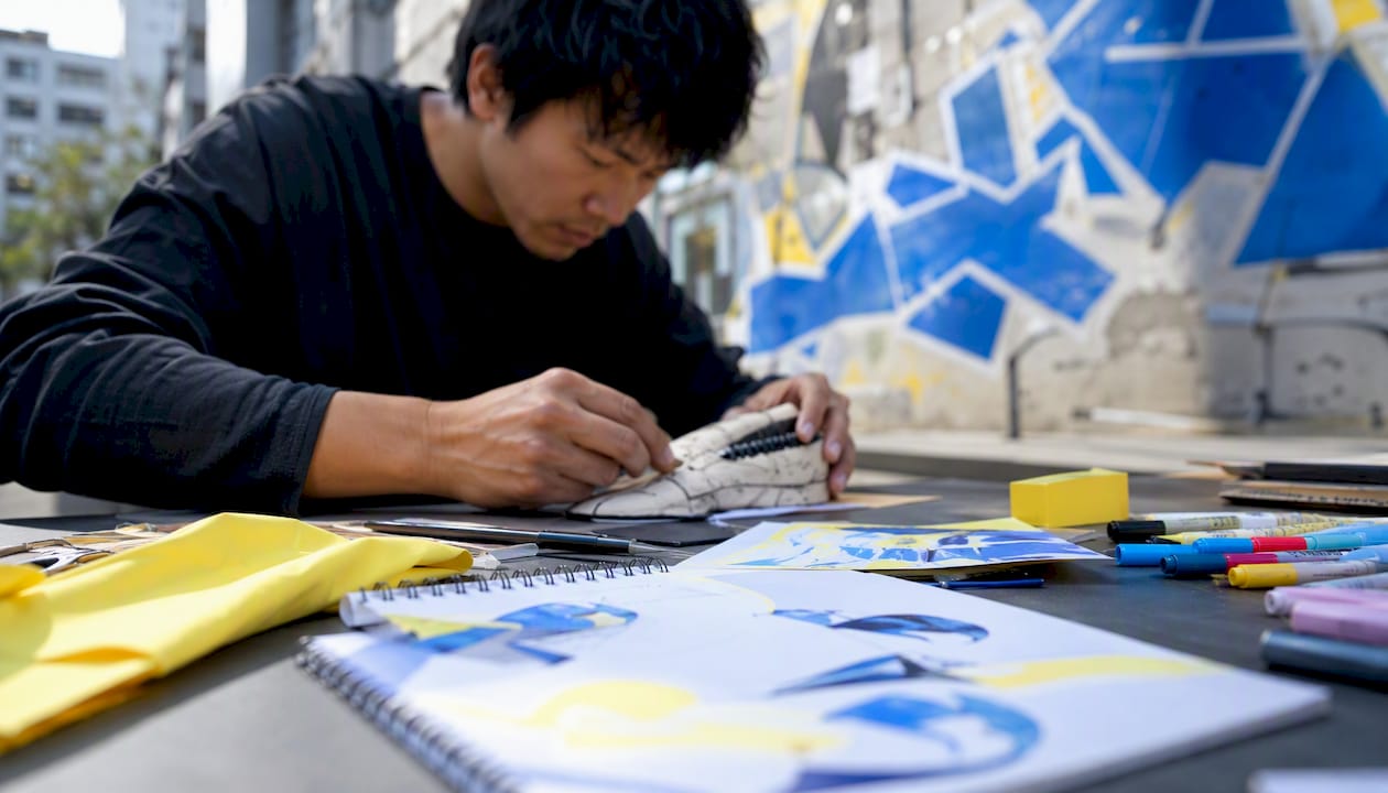 Entrepreneur assembling prototype by hand