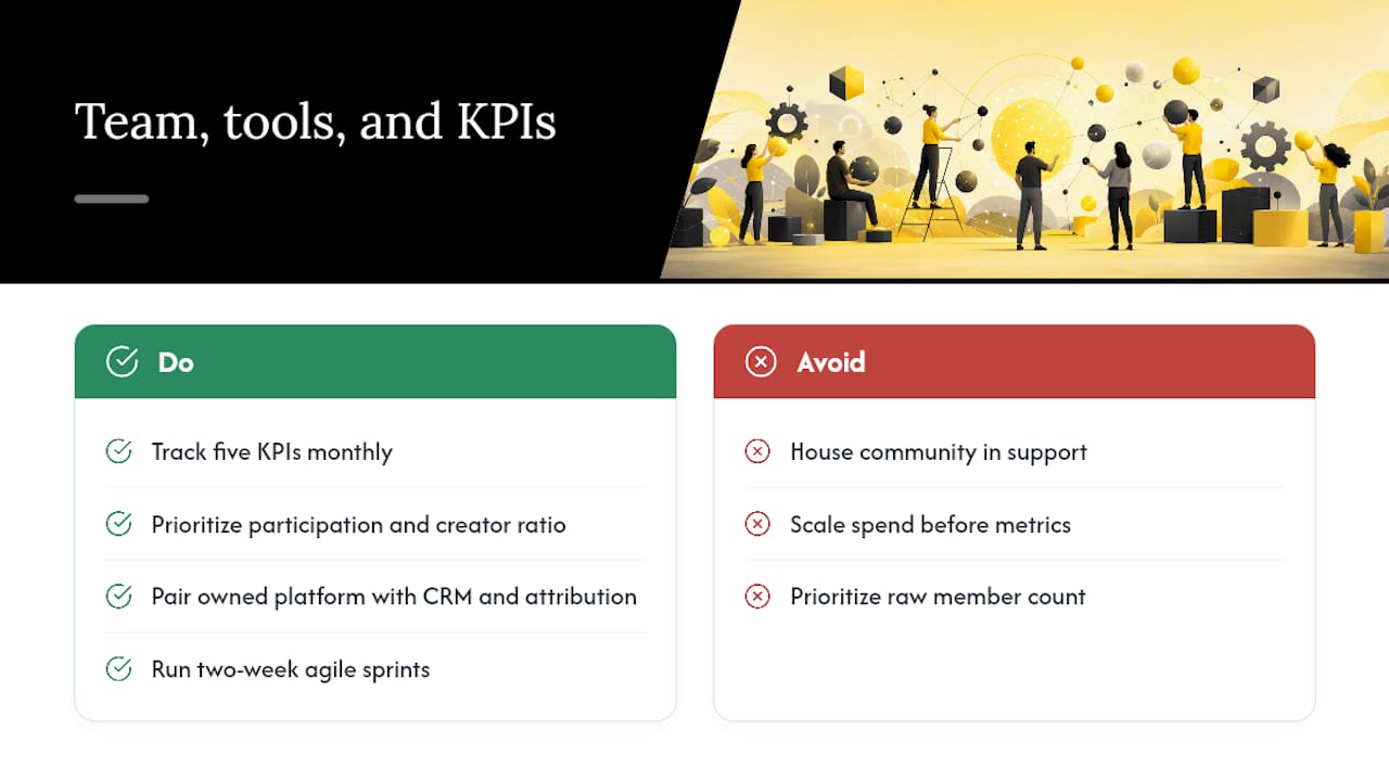 What team, tools, and KPIs do you need to scale community? — overview diagram