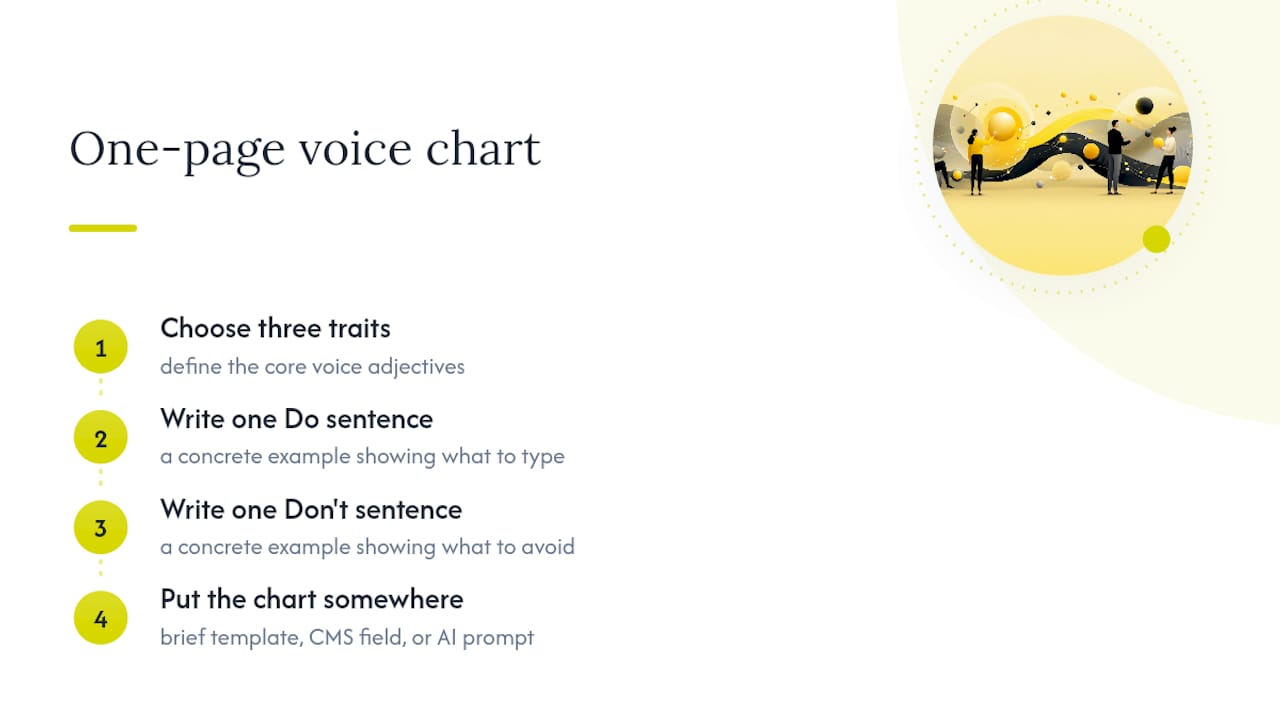 Brand voice chart pairing traits with writing examples