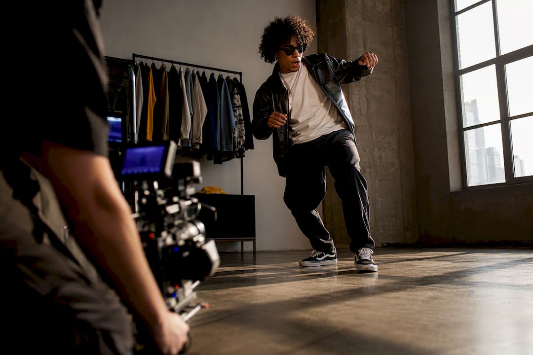 Indie artist filming a music video