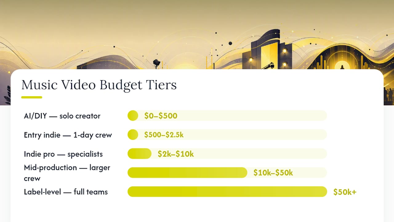 Music video budget tiers and deliverables