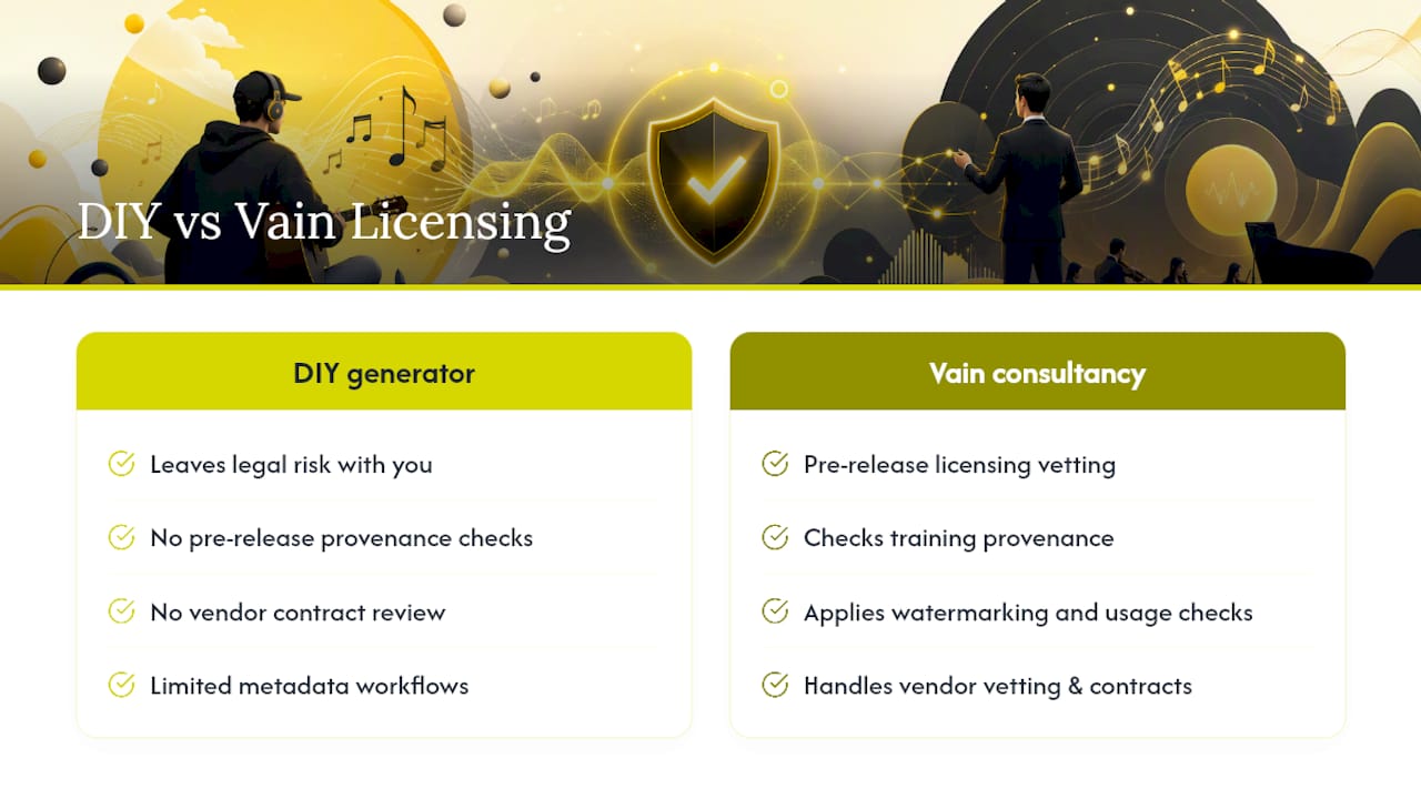 Vain. Helps Brands Produce Campaigns With Licensing-Safe AI Music — overview diagram