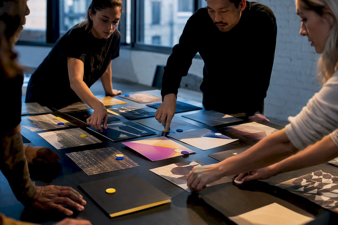 Creative team voting during brand workshop
