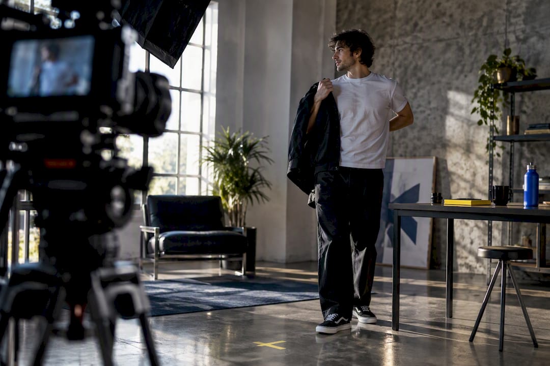 Crew capturing candid case study video footage