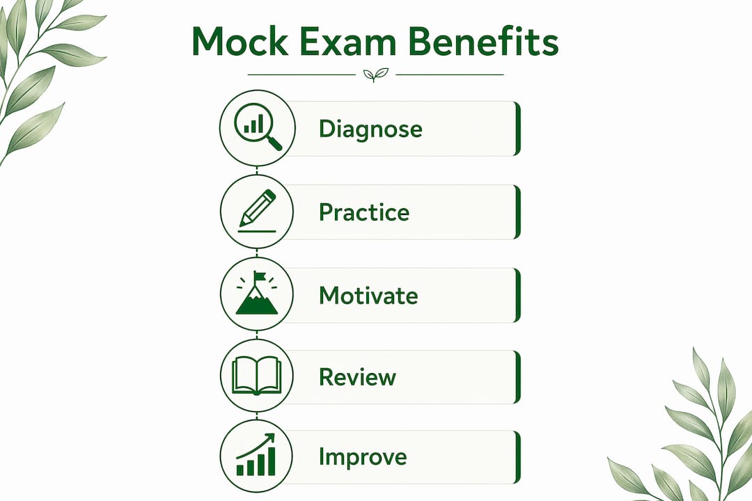 Infographic showing key benefits of mock exams