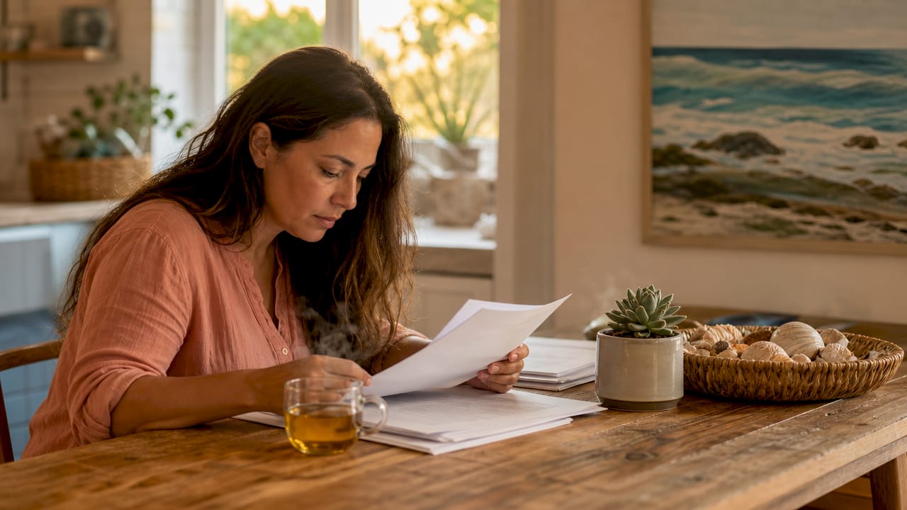Woman reviewing hemp shipping regulations documents