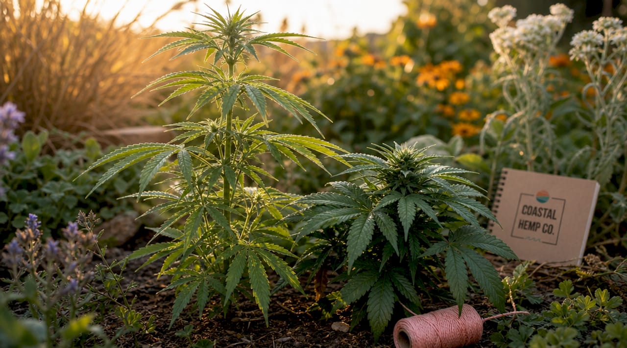 Comparison of hemp and marijuana plants outdoors