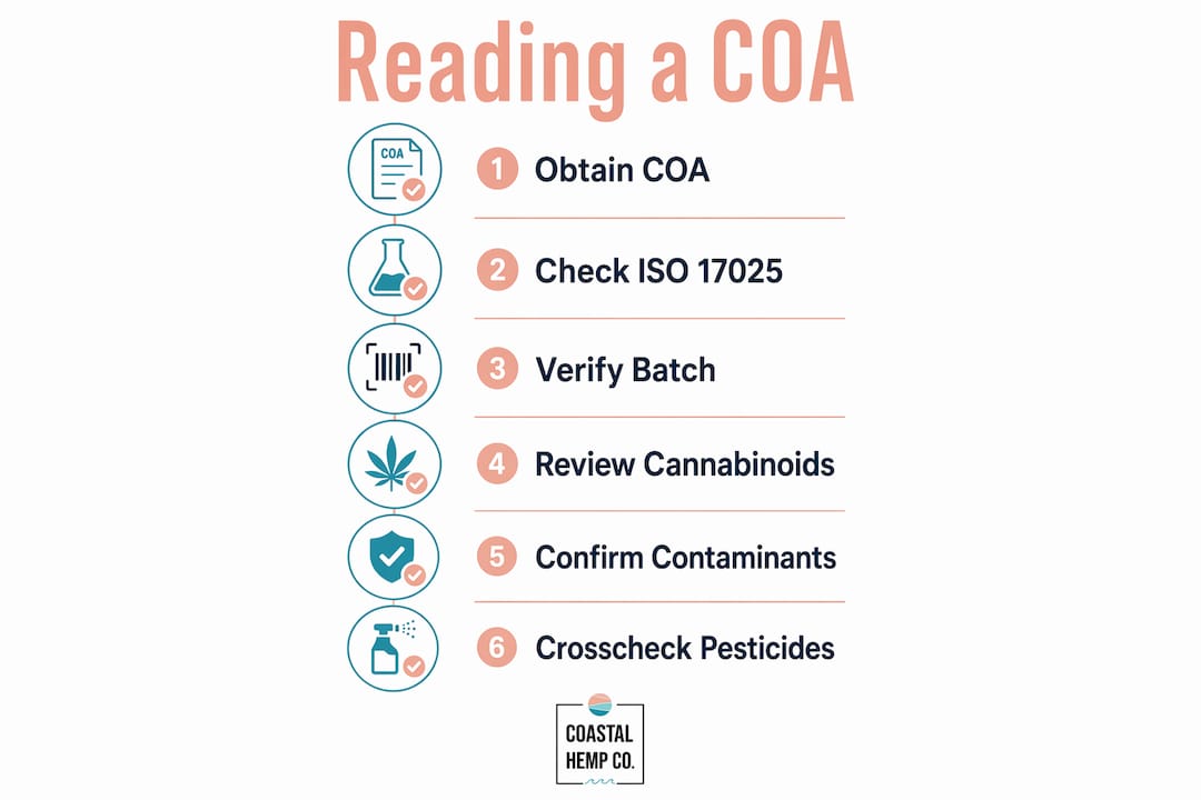 Infographic explaining how to read a hemp Certificate of Analysis