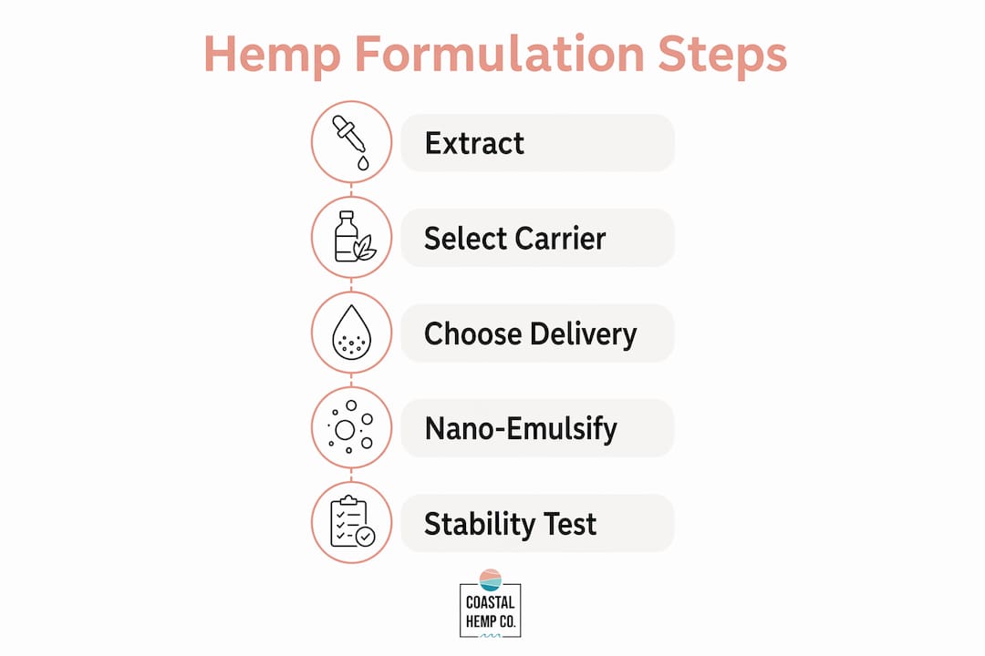 Infographic showing hemp formulation process steps