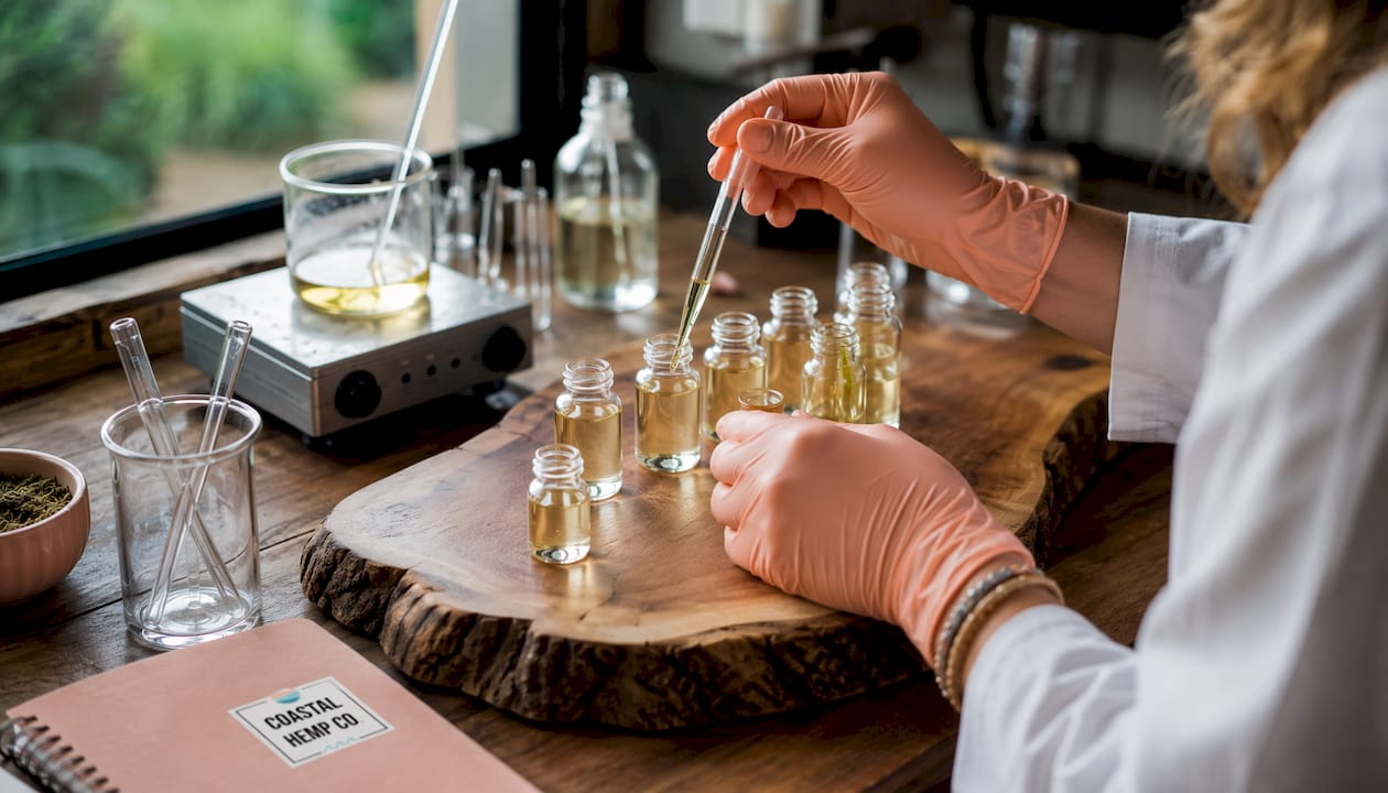 Formulator pipetting hemp nanoemulsion tubes