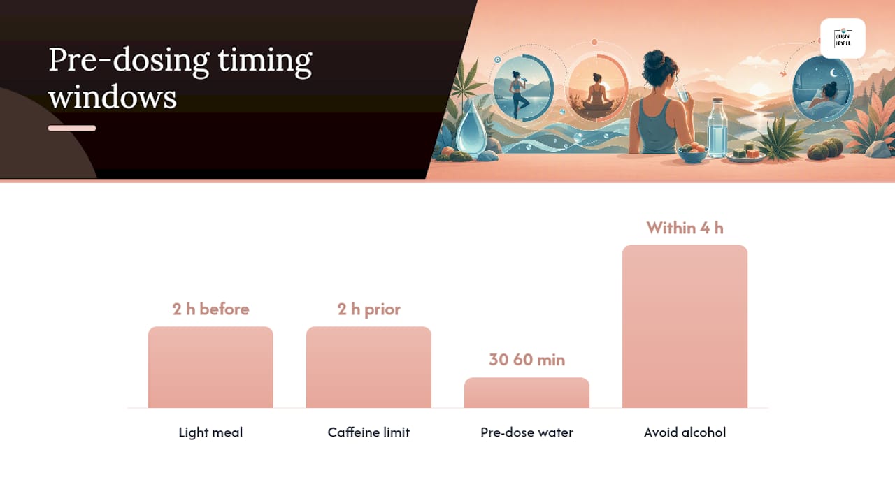 A practical hydration and meal plan for consistent edible effects — overview diagram