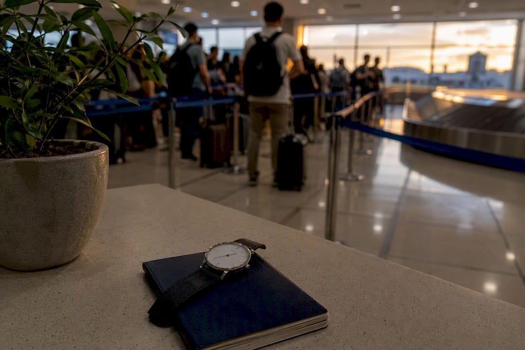 Airport customs checkpoint for international baggage