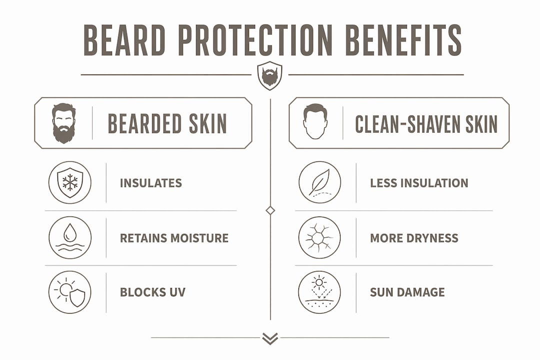 Infographic comparing bearded and clean-shaven skin