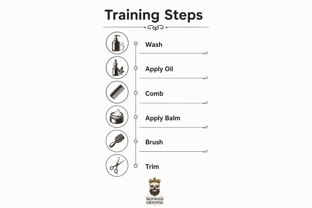 Infographic detailing beard training steps