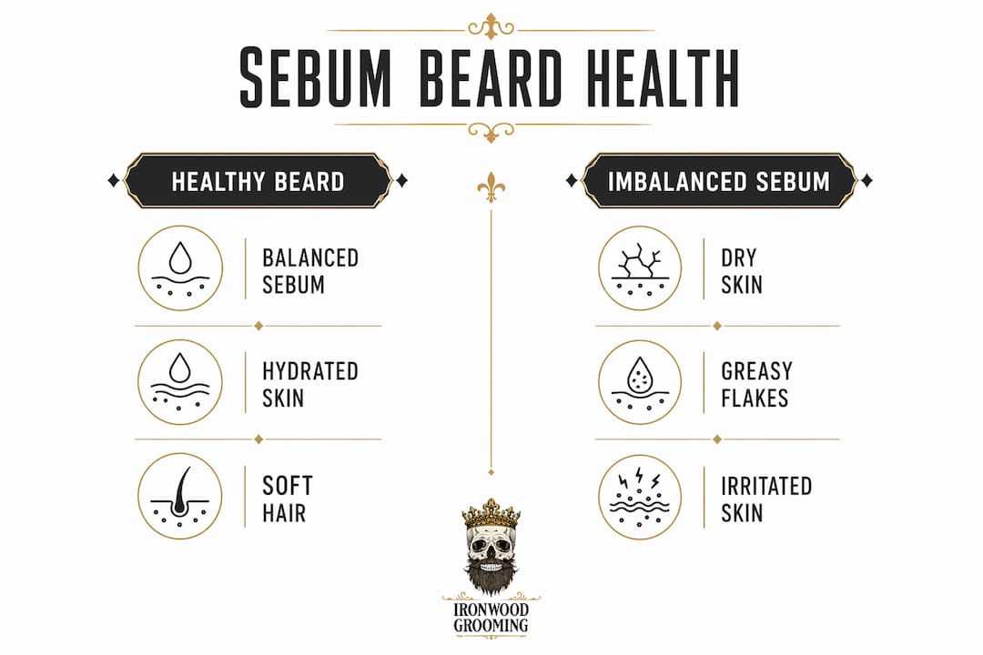 Infographic comparing healthy vs imbalanced sebum effects