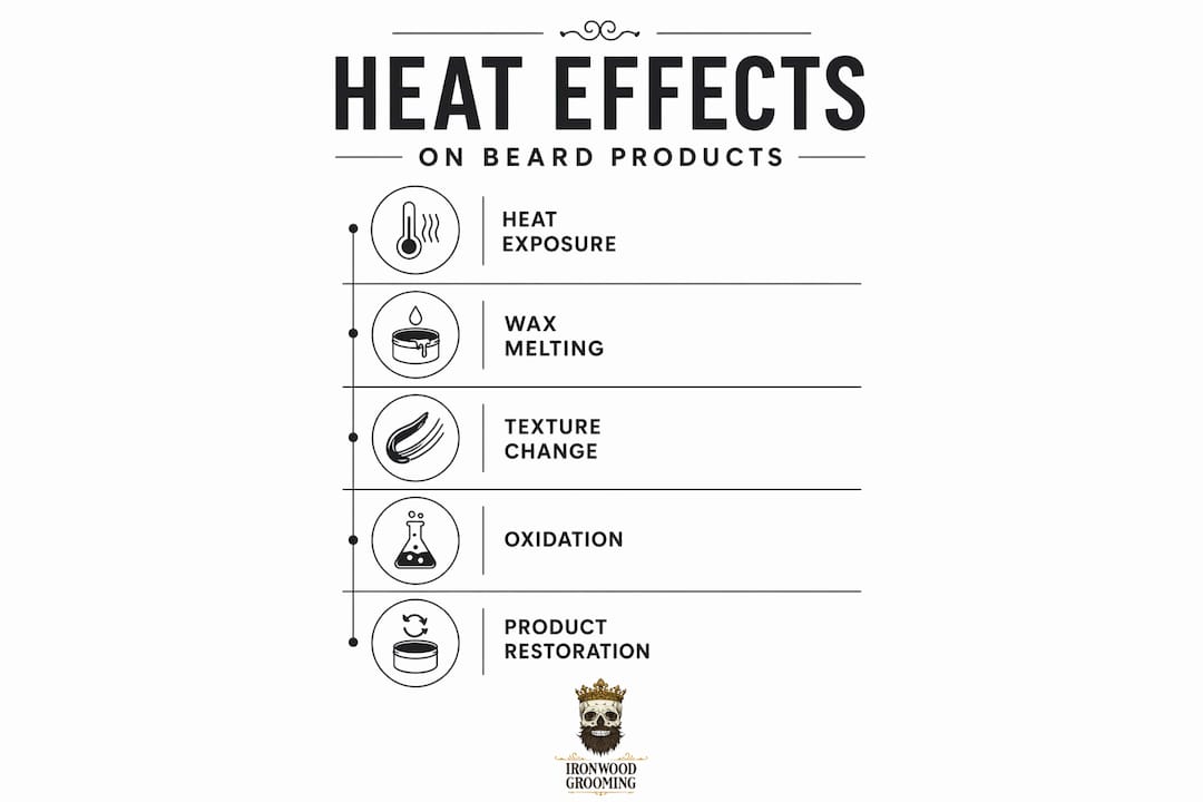 Infographic showing key heat effects on beard products