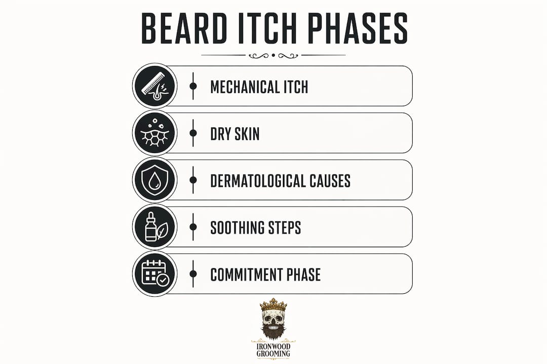 Infographic illustrating beard itch causes and solutions