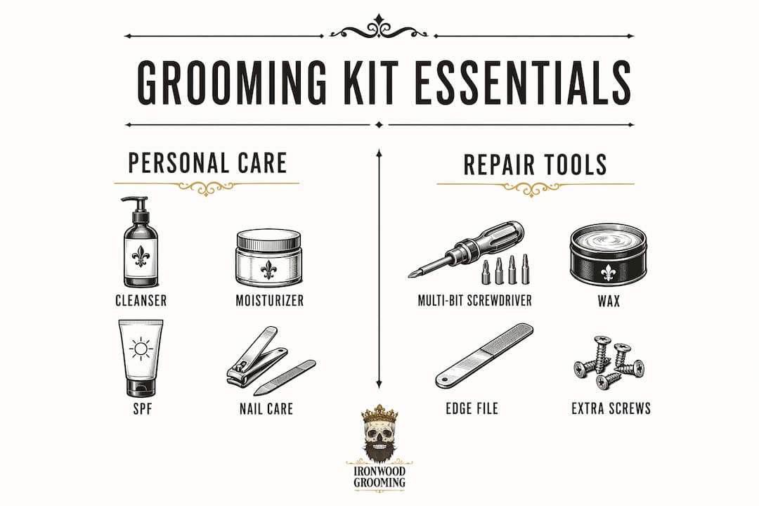 Infographic comparing personal care and repair tools for grooming kit