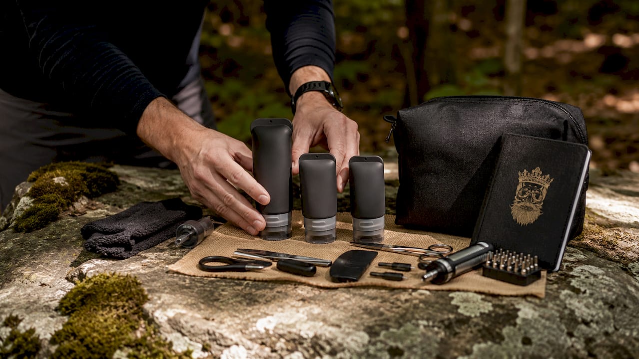 Hands organizing grooming and repair tools