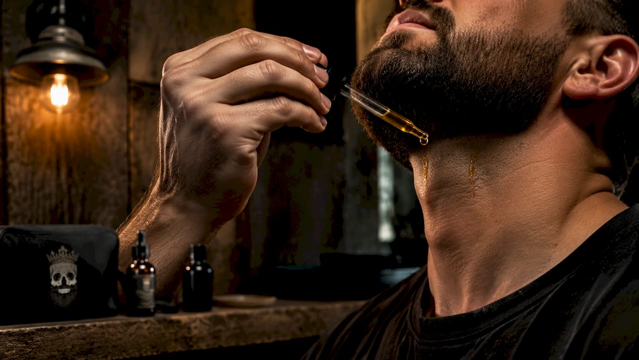 Close-up of hemp seed oil drop on facial skin