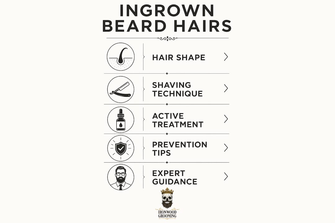 Infographic showing causes and prevention of ingrown beard hairs