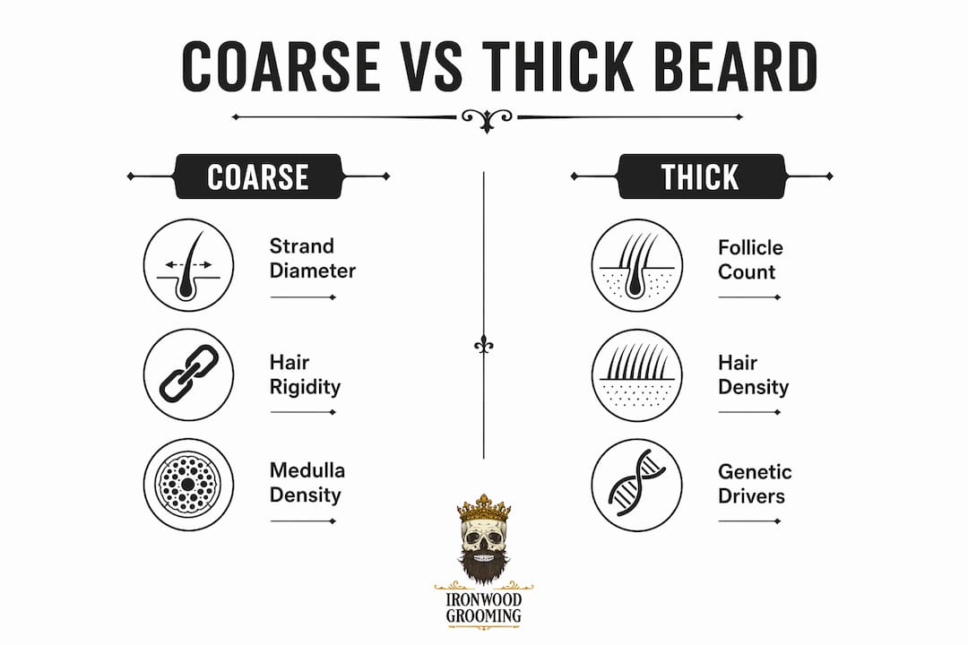 Infographic comparing coarse and thick beard traits