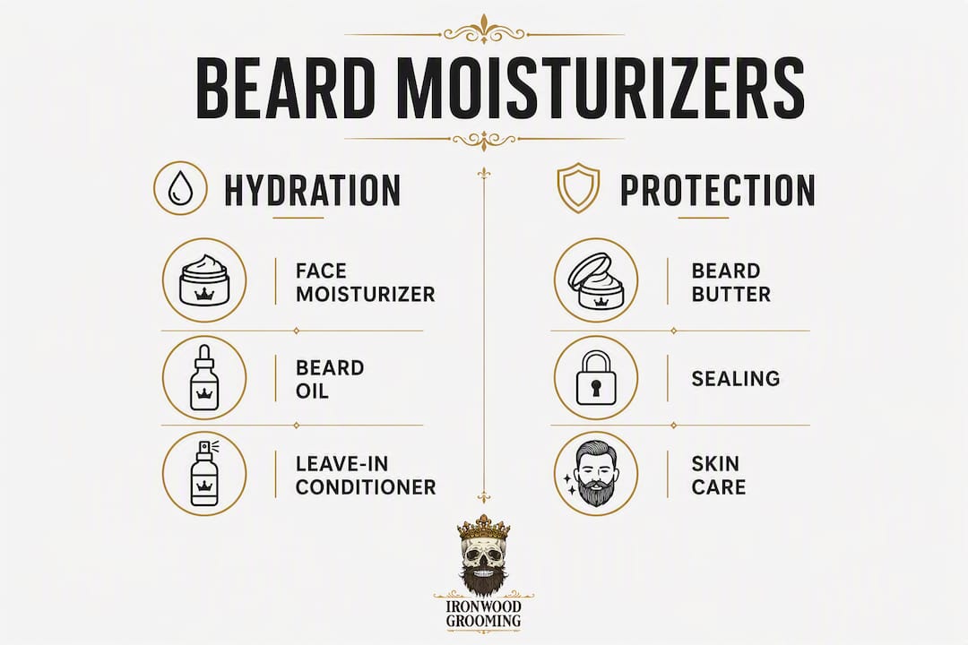 Infographic comparing beard moisturizers by type
