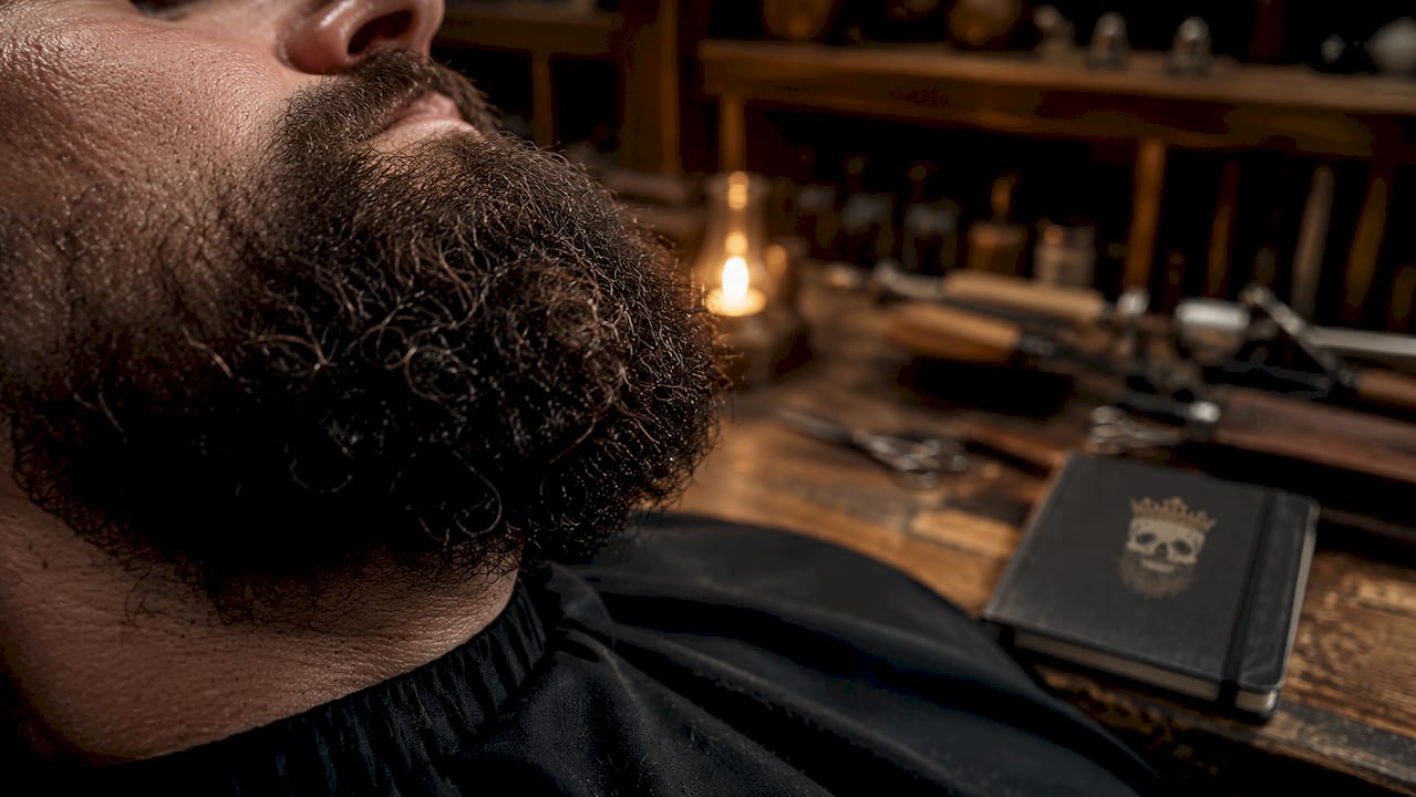 Close-up of curly beard hair follicles