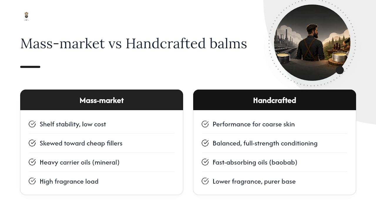 What handcrafted balms get right that mass-market products miss — overview diagram