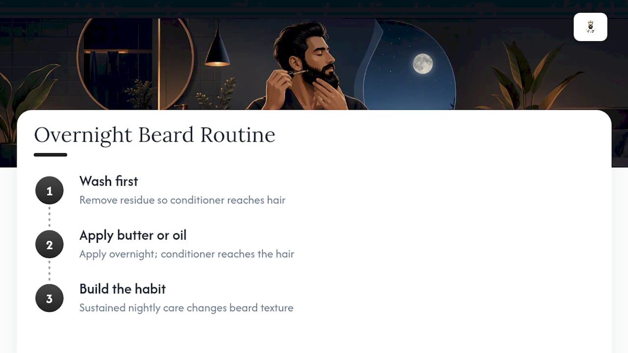 The honest truth about overnight beard care — overview diagram