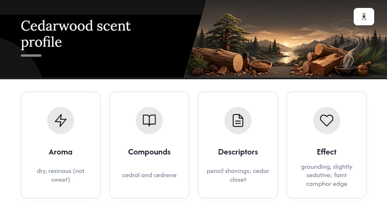 Comparison diagram of sandalwood and cedarwood scent profiles