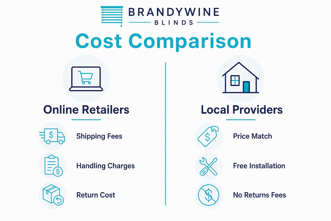 Infographic comparing costs of online vs local blinds
