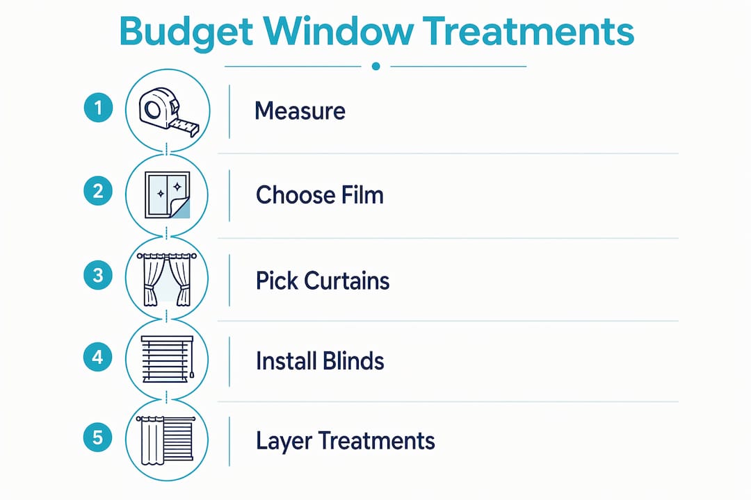 Infographic depicting affordable window treatment steps