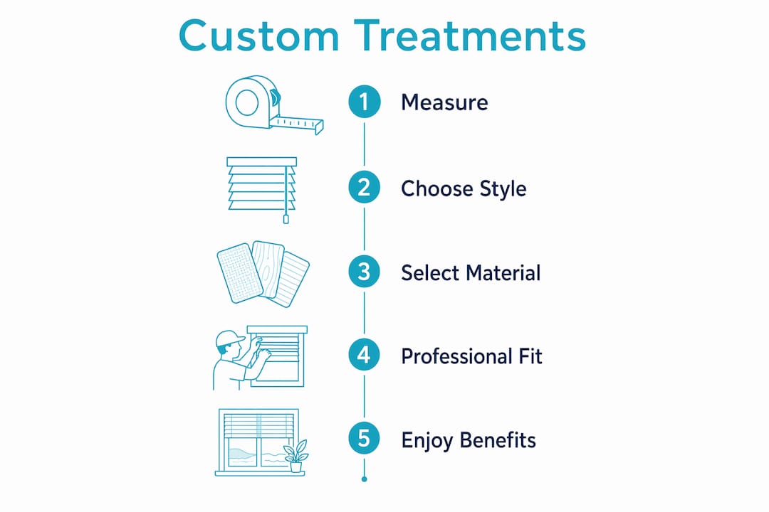 Infographic outlining steps to custom window treatments
