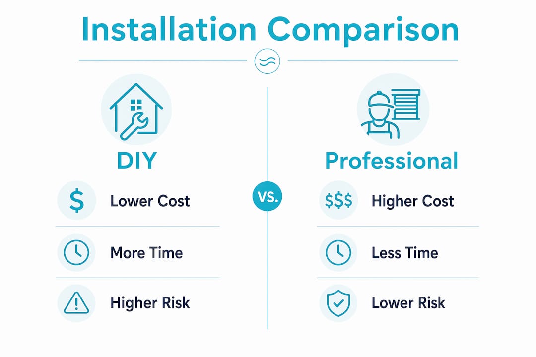 Infographic comparing DIY and professional blind installation