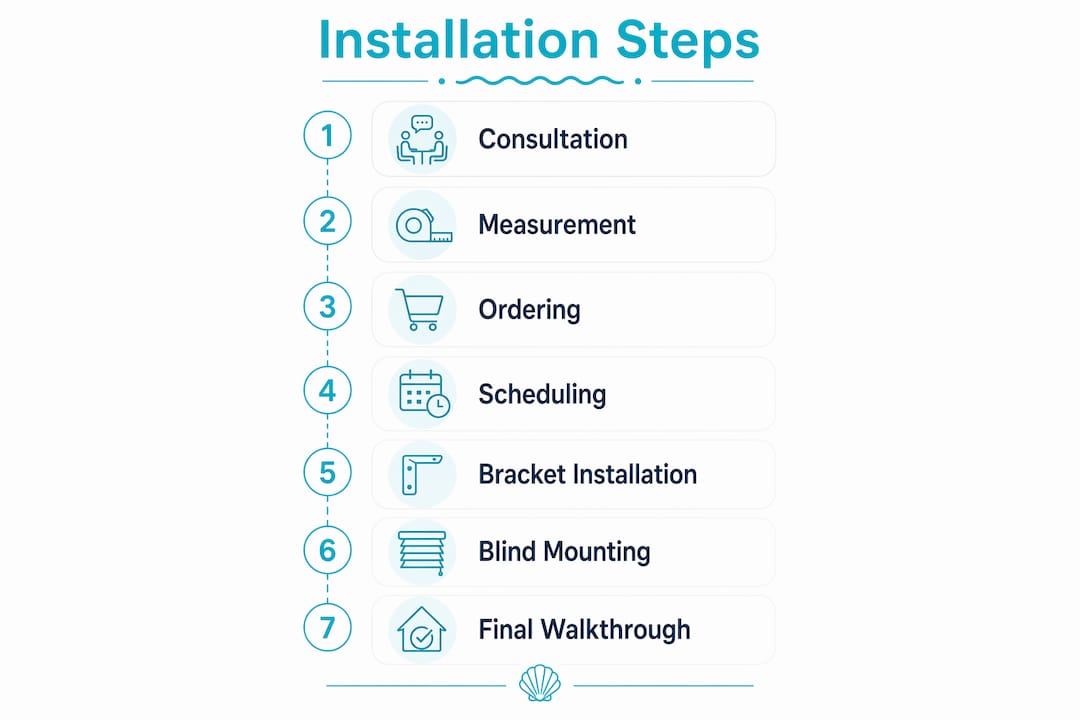 Infographic showing step-by-step blind installation process