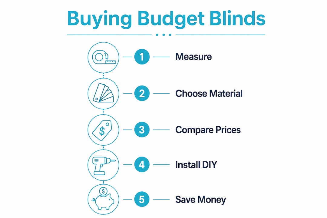 Infographic showing budget blinds buying steps