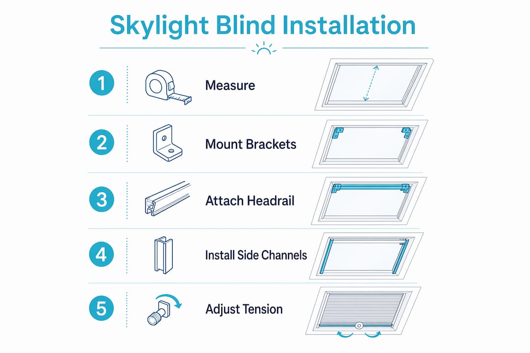 Infographic showing skylight blind installation steps