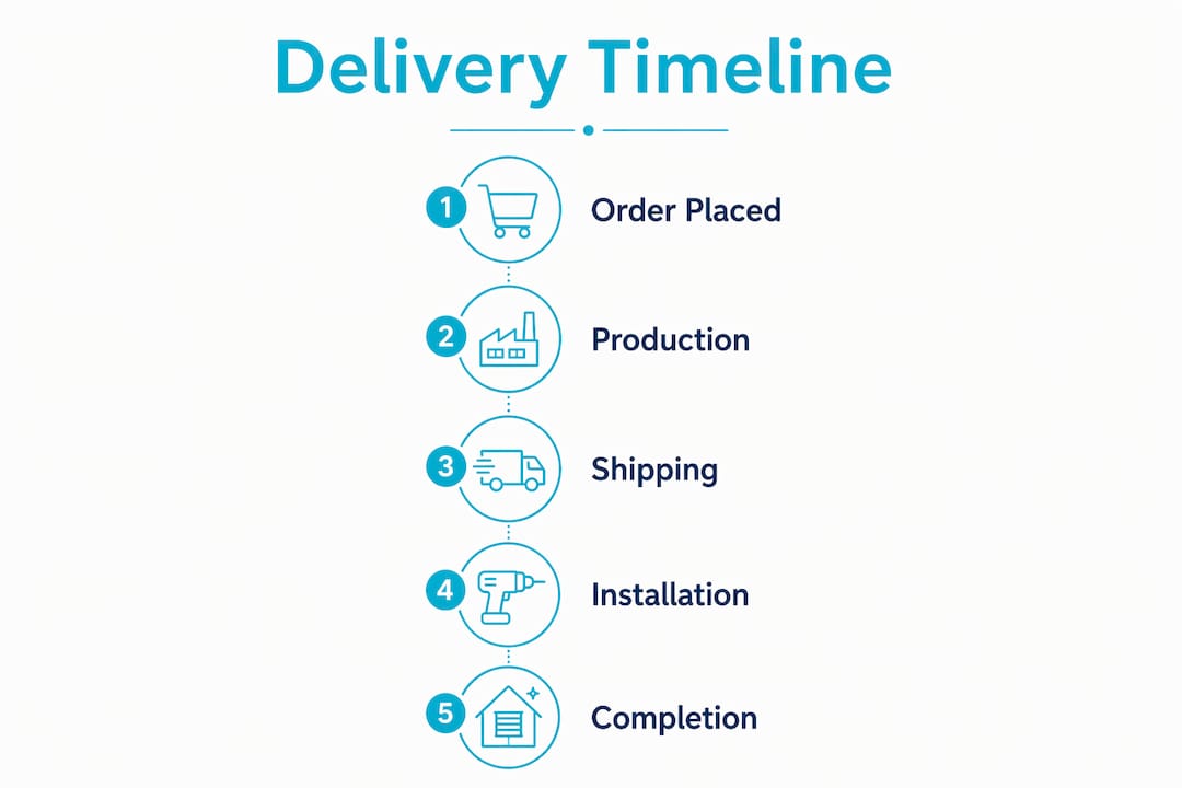 Infographic illustrating custom blinds delivery timeline
